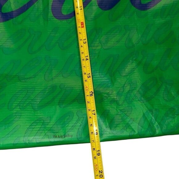 Aerie Green Red Blue Colorblock Smiley Reusable Shopper Tote Bag Ladies Large - Picture 3 of 6